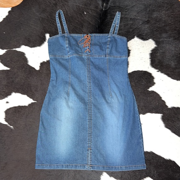 Vintage Y2K Rampage Denim Lace-up Mini Dress - Picture 2 of 11